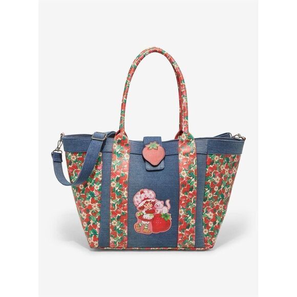 Strawberry Shortcake Denim Strawberries Tote Bag - Picture 2 of 5